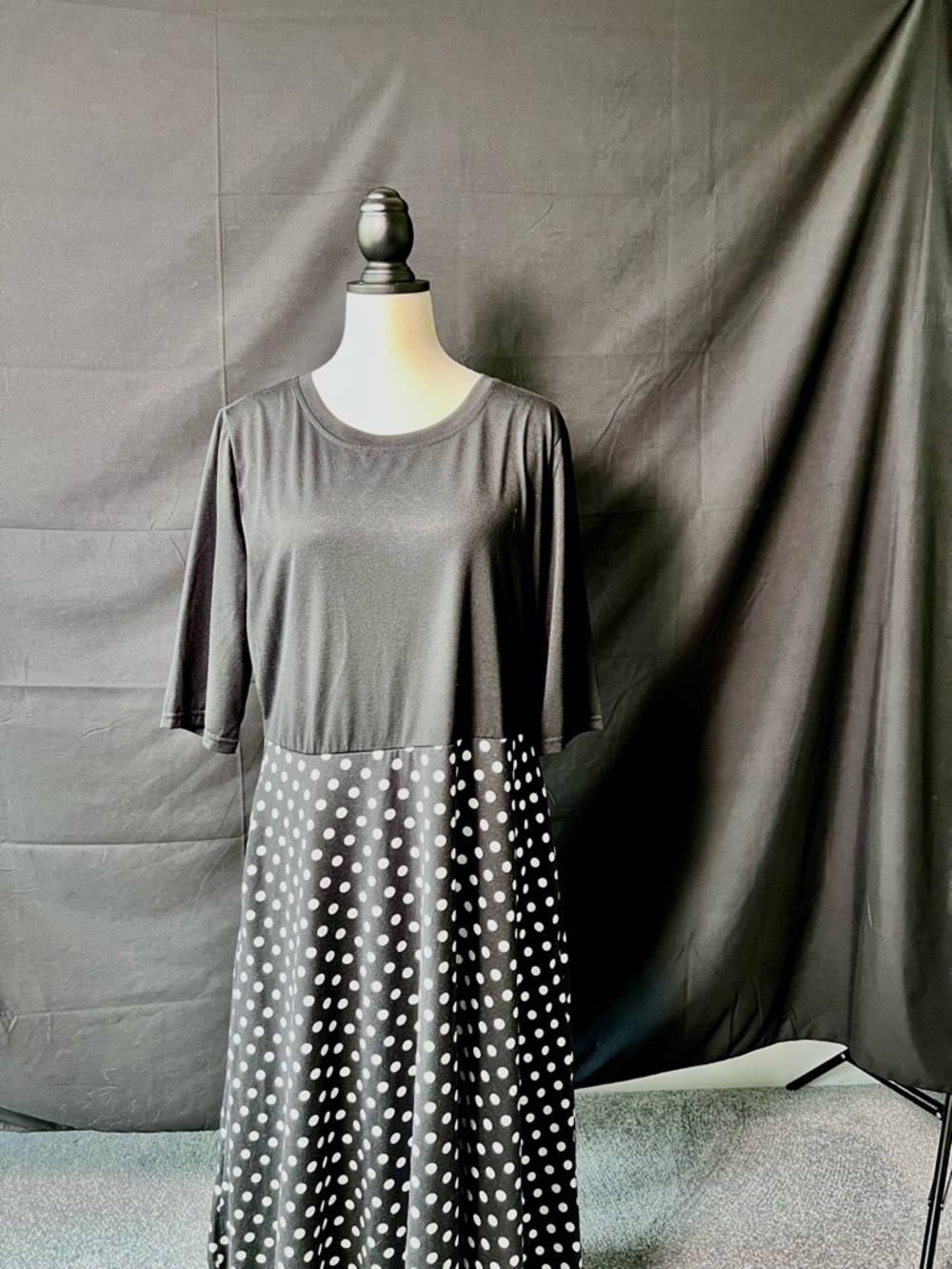 Black Polka Dot Midi Dress - Classic Women’s Dress